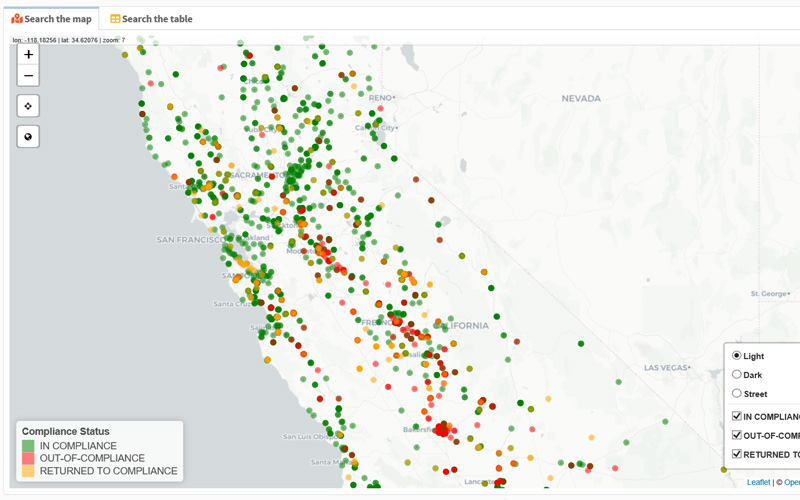 Water Quality Portal for California map